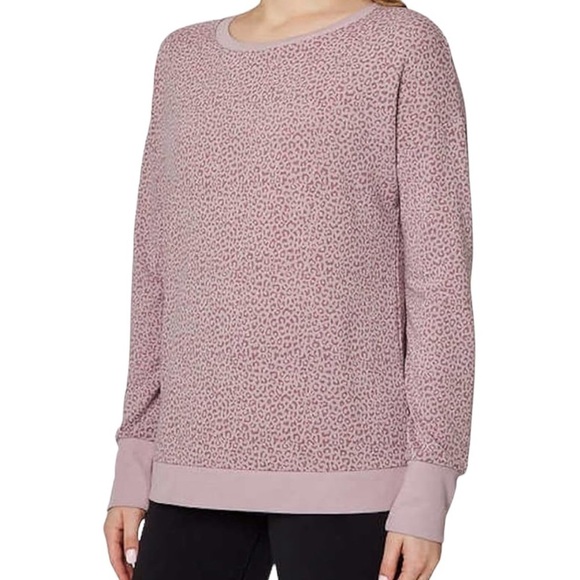 Mondetta Women's Small Lavender Lilac Leopard Print Sweatshirt Pullover Top O2 - Picture 1 of 7